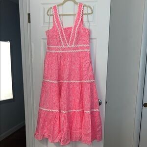 HTD Lilly Pulitzer Pink Tiered Maxi Sundress